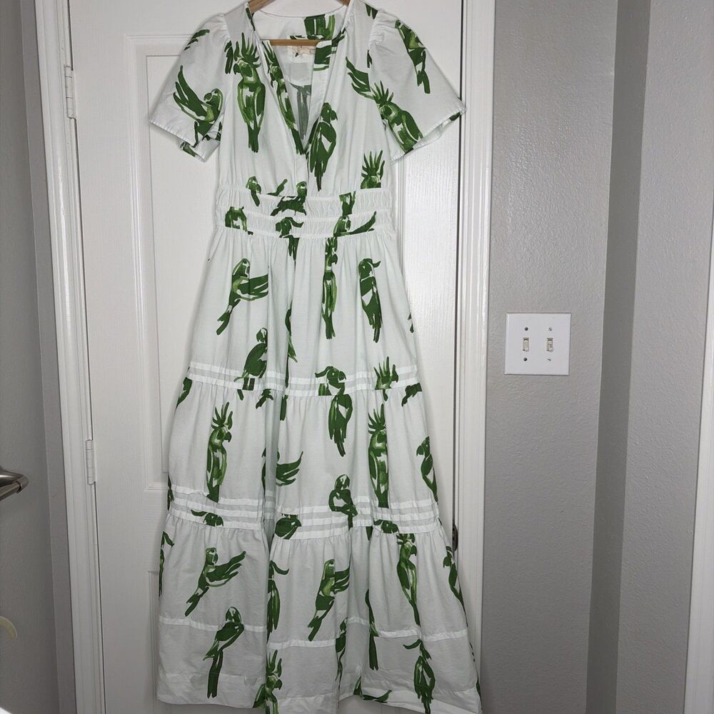 Anthropologie Womens Somerset Maxi Dress Small Bird Parrot Print Tiered Tropical - Picture 2 of 8